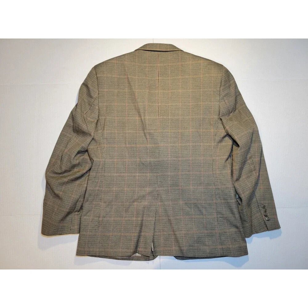 Vintage Club Room Macy's 42S Mens Houndstooth Windowpane‎ 2 Button Blazer Coat